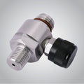 Regulator adapter with on/off valve, C-10 male to 1/4 inch NPT male, stainless steel