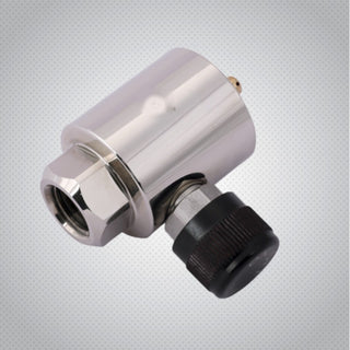 Regulator adapter with on/off valve, CGA600 female to 1/4 inch NPT female, brass nickel-plated