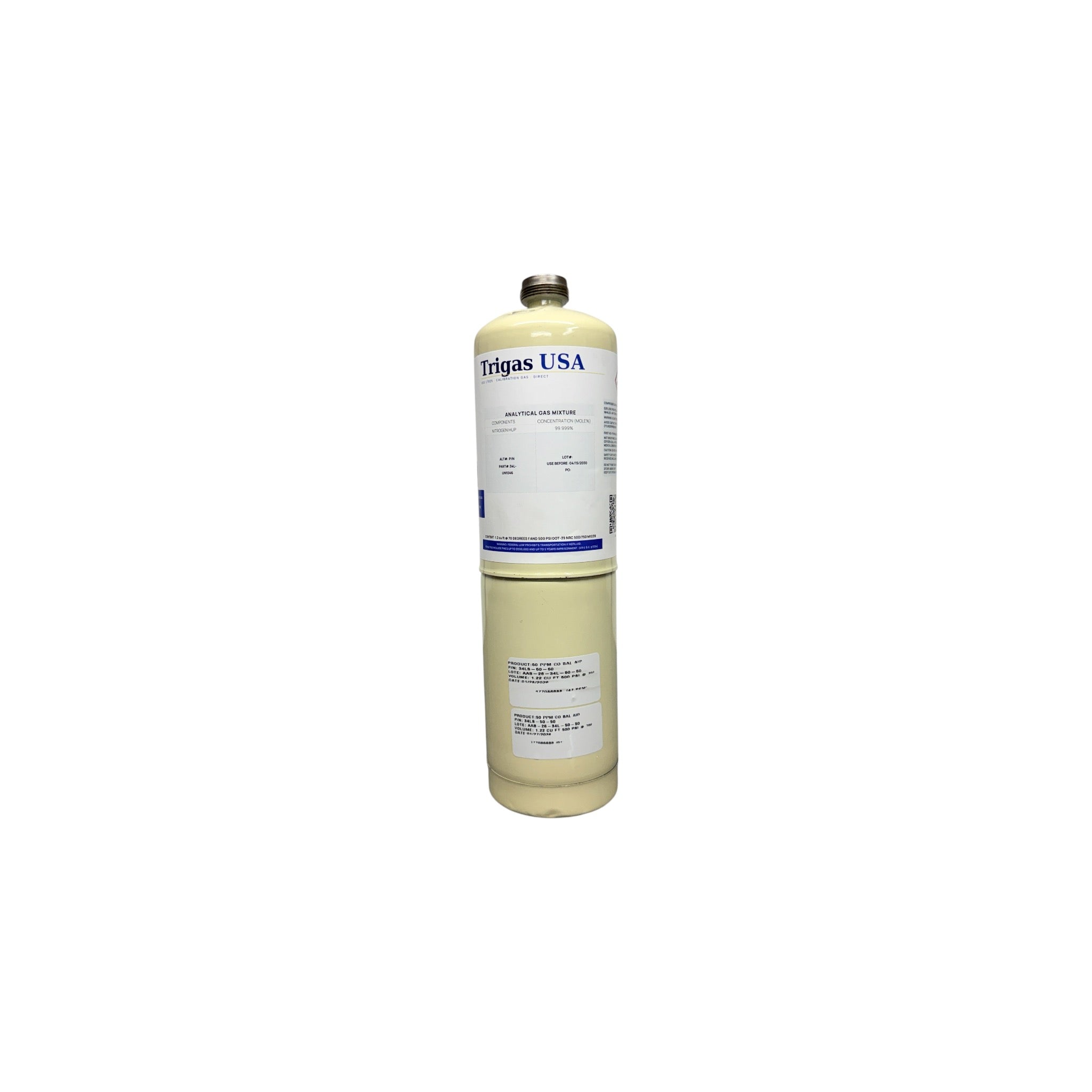 17L-304 — 17L Steel — Trigas USA calibration gas cylinder