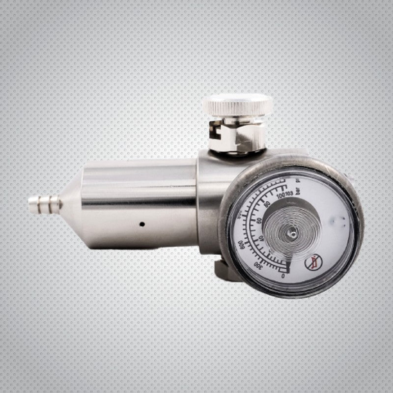 Push button calibration gas regulator, C-10, brass nickel-plated